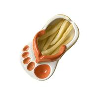 BRRNOO Porte-frites, Porte-frites, Accessoires de Charcuterie, Assiette à Collation, Tongs Mignonnes en Céramique en Forme pour Collation, Chips, Service de Sauce Soja (ORANGE)