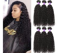 BRRNOO Poule à Cheveux Bouclés à Cheveux Humains Ondulés 14 16 18 20 Pouces avec Fil de Température à Haute Température pour les Fêtes Dates (20)