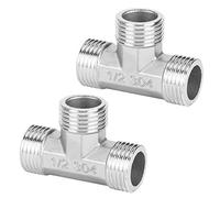 Brrnoo Raccord en T, Répartiteur de Pomme de Douche, Vanne 2 Voies 3 Voies, Diamètre de Filetage Externe de 0,8 Po, Filetage Mâle en Forme de T G1/2 Po, en Acier Inoxydable pour Connecter Trois