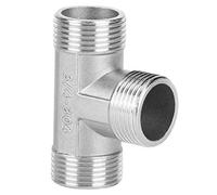 Brrnoo Raccords de Tuyaux, Raccord de Tuyau de Jardin avec un Connecteur de T-shir T-shape de 1,0 Pouce de Diamètre 3/4 File Mâle à 3/4 File Mâle à/Tee en Acier Inoxydable pour Gaz Liquide et