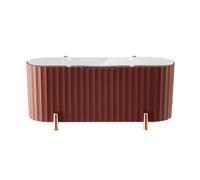 Brrnoo Range-cosmétique Transparent avec Couvercle, Style Acrylique, Compartiments Ajustables, Anti-poussière et anti-humidité, pour Cotons et éponges de Maquillage, Rangement de (Rouge)