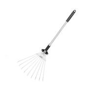 BRRNOO Râteau à Feuilles de Jardin en Aluminium Alliage avec Gardien de Feuilles 9 Dents Outils de Jardin 55-73,5 cm Longueur Ajustable