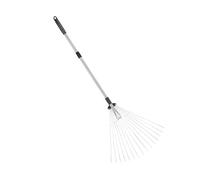 BRRNOO Râteau de Jardin, Râteau à Feuilles en Aluminium Alliage 15 Dents, Longueur Réglable 81-160 cm, Outils de Jardinage pour Ramasser Feuilles Herbe