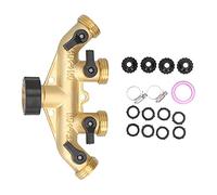 Brrnoo Répartiteur de Tuyau d'arrosage, Répartiteur de Tuyau d'eau, de à 4 Voies 6,5 X 3,1 Pouces, 4 Sorties 'Eau G3/, Voies en Laiton pour Arroser Les Parterres de Fleurs, Les Pelouses