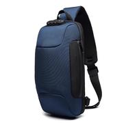 Brrnoo Sac à Bandoulière, Sac Mortuaire avec Interface USB pour Charger, Anti-effraction, Serrure Codée, de Poitrine en Tissu Oxford Imperméable pour l'extérieur, la Randonnée, Les Voyages (Bleu