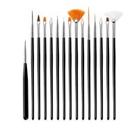 Brrnoo Set de Pinceaux Nail Art, Stylos de Traçage et Peinture pour Ongles, 15 Pièces for Décoration des Ongles DIY, Manucure avec Poignée Style Stylo (15 paquets de stylos de couleur avec tiges