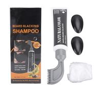 Brrnoo Shampoing pour Barbe Noire pour Homme, Teinture pour Barbe et Moustache pour Couverture des Cheveux Gris, Applicateur Facile à Peigner, Utilisation Rapide à la Maison, Couleur