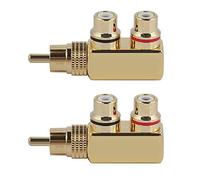 Brrnoo Splitter, Mâle à 2 Femelles 2pcs AV Splitter Plug Splitter avec Connecteur Adaptateur Vidéo de Contrôle de Contrôle de Volume