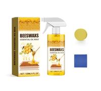 Brrnoo Spray de Cire D'abeille pour Bois 120ml, Restaureur de Brillance | Parfum citronné, éliminateur de Rayures, Barrière Nourrissante en Profondeur, Kit avec éponge et Chiffon, pour Sols et