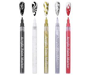 BRRNOO Stylo de Dessin D'art D'ongle de 10 Couleurs, Stylo de Dessin de Vernis à Ongles à Séchage Rapide de Pointes Fines avec des Pigments, pour la Conception de Décoration (Groupe A :