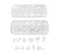 Brrnoo Summer Beach Nail Art Set 2 Boîtes Breloques pour Ongles Océan 24 Pièces Dos Plat Coquille 3D Perle de Conque avec Texture Métallique Élégante pour Manucure DIY Artisanat