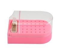 BRRNOO Support de Foret à Ongles à 30 Trous, Boîte de Nettoyage, Brosse PORTABLE Transparente, Fournitures pour Ongles (PINK)