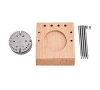 Brrnoo Support de Spiral de Balancier de Montre avec Raccords en Acier Inoxydable, 4 Outils de Poinçonnage, 2 Broches de Positionnement, Base en Bois de Hêtre pour Réparation de Montre,