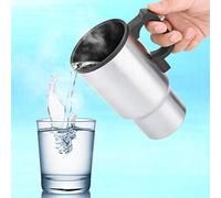Brrnoo Tasse de café électrique, Chauffage de café Tasse de électrique Chauffage de Milk Water Hot Water 12V 450ml en Acier Inoxydable Chauffée Chasse Chauffée pour le Camping en Voiture et
