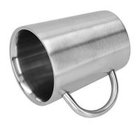 Brrnoo Tasse en Acier Inoxydable, Tasses en Acier Inoxydable, Tasse à café en avec Poignée, à Bière en de 340 Ml, Verres à Double Paroi pour le café à la Maison (SILVER)