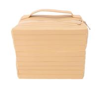 Brrnoo Trousse de Maquillage de Voyage Parallèle, étanche, Extensible, Pliable, Organisateur de Cosmétiques avec Plusieurs Compartiments pour Voyage, Rangement Quotidien pour Femmes, PVC (Beige)
