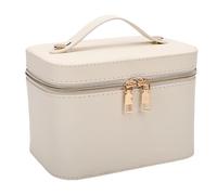 Brrnoo Trousse de Maquillage LED avec Miroir, Trousse de Voyage en Cuir PU, 3 Tons de Lumière Réglables, Gradation Continue, Chargement USB, avec Miroir Amovible pour Une Application (White)