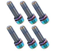 Brrnoo Vis à Tige Colorées Plaquées Titane avec Rondelles, Boulons Antirouille et Légers pour Guidon de Cyclisme, Pince de Dérailleurs (M5)