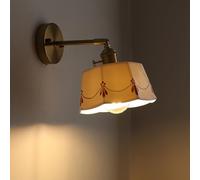 BRRSKBK Applique murale en verre du milieu du siècle, luminaires muraux en verre de lait blanc avec interrupteur à chaîne, lampe de lecture murale réglable, lampe murale de ferme en or vintage pour ch