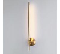 BRRSKBK Applique murale moderne en laiton du milieu du siècle, luminaires de couloir, montage mural, lampe murale linéaire à longue bande, éclairage mural vintage câblé en or pour chambre à coucher, s