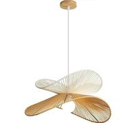 BRRSKBK Boho Coastal Rotin Chanvre Corde Lustre Pendentif Luminaire Moderne Tissé Pendentif Éclairage Marron Blanc Milieu Siècle Plafond Lampe Suspendue pour Salle À Manger Cuisine Île Chambre Ferme