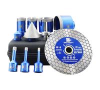 BRSCHNITT Diamond Core Drill Bit Set - Tile Hole Saw Kit for Porcelain Ceramic Marble Granite Drilling(6/6/8/10/25/35/50/68 Drill+50 Chamfer Bit).