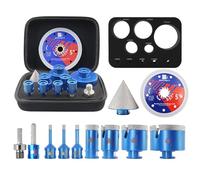 BRSCHNITT Diamond Core Drill Set - Tile Hole Saw Kit for Porcelain Ceramic Marble Granite Drilling（6/6/8/25/35/50/68& 10 finger bit&50 chamfer bit）.