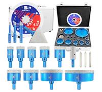 BRSCHNITT Kit de scie-cloche diamant pour carrelage avec foret pilote - (6 à 100 mm) foret diamant sec tige triangulaire et lame de carrelage pour porcelaine, carrelage, céramique, pierre, granit