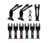 BRSCHNITT Reach Lot de 9 lames de scie oscillante universelles bimétalliques à 90° + 3 lames de scie oscillante 3,8 cm x 3 (BIM + CR-V à dents japonaises + connecteurs), pour coupe étroite ou d'angle