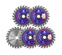 BRSCHNITT TCT Lot de 5 lames de scie circulaire pour coupe du bois - 75 mm - 24 dents - Pour bois et plastique - Mandrin 11,12/9,5 mm