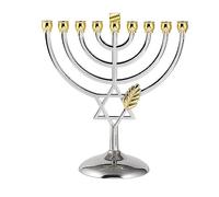 BRTAGG Hanukkah Menorah,Améliorez Les Tasses avec des Broches intégrées,Bougeoirs Etoile de David 9 Branches, plaqué Argent Pleine Grandeur Non Terni, Cadeaux juifs (17,8 cm, argenté)