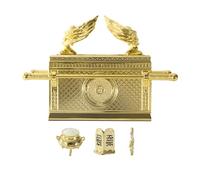 BRTAGG L'Arche d'Alliance Réplique du modèle Historique avec Contenu, Figurine décorative Religieuse plaquée Or à Collectionner judaïque Israël(Échelle 1:10, 17,5 cm de Long)