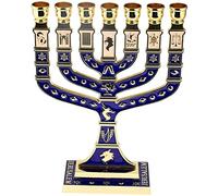BRTAGG Menorah 7 Branche, Chandelier juif, 12 tribus d'Israël, Hauteur 27 cm