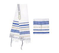 BRTAGG Talit Prière Châle, Tallit, Anglais, avec Sac Assorti (180cm x 55cm, Bleu royal)