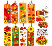 BRTNUP Kit de 16 marque-pages en feutre pour loisirs créatifs d'automne | Lot de marque-pages en feutre d'automne - Thème de la récolte d'animaux de la forêt d'automne - Marque-page en feutre