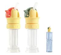 BRTNUP Lot de 2 bouchons de bouteille d'eau, adaptateurs réutilisables 2 en 1 avec paille en silicone, bouchon de conversion avec paille pour la plupart des bouteilles d'eau minérale et de boissons