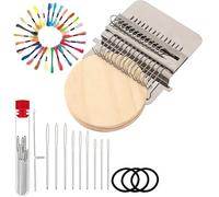BRTNUP Mini métier à tisser à repriser avec 14 crochets pour réparer sans effort des jeans et des chaussettes, kit complet d'outils de tricot et d'artisanat (avec fil à coudre 24 couleurs)