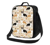BRTOLIIAO Café, Welsh Corgis Dog Lunchbox, boîtes à lunch portables pour femmes, refroidisseur étanche, sac à lunch isolé pour la nourriture, travail de bureau