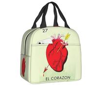 BRTOLIIAO Carte personnalisée El Corazon Heart Loteria Bingo Loterie mexicaine sacs à lunch isolants pour femmes réutilisable boîte à bento thermique