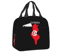 BRTOLIIAO Carte personnalisée Tunisie Drapeau Sacoche à lunch pour femmes Refroidisseur thermique Boîte à lunch isolée pour enfants École