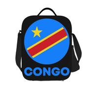 BRTOLIIAO Drapeau du Congo Drapeau de Kinshasa du Zaïre Sac à lunch isolé pour femmes Enfants Boîtes alimentaires étanches Boîte à lunch thermique