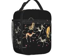 BRTOLIIAO Garden Party GreyHounds Lurcher sac à lunch thermiquement isolé Whippet Lévrier chien Boîte à repas pour enfants Boîte alimentaire Storage