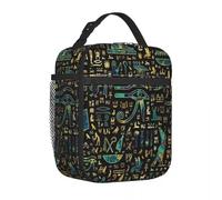 BRTOLIIAO Hiéroglyphes égyptiens anciens Sac à lunch isolé Égypte Boîte de stockage alimentaire Refroidissement thermique réutilisable Boîte à déjeuner École