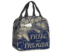 BRTOLIIAO Orgueil et Préjugés Boîte à lunch portable en plume de paon pour femmes Imperméable Jane Austen Refroidisseur thermique alimentaire Sac à lunch isolant