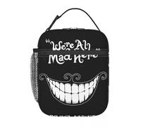 BRTOLIIAO Personnalisé : Nous sommes tous fous ici, sac à lunch pour chats du Cheshire, pour femmes, refroidisseur thermique isolé boîte à déjeuner, billetterie de voyage, sacs récupérables