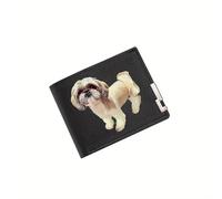 BRTOLIIAO Petit chien mignon en fourrure duveteuse debout Design d’impression pour portefeuille homme Simple moderne et élégant Affaires Petit ami du père Amoureux de Noël