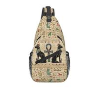 BRTOLIIAO Sac à dos épaule égyptien personnalisé pour chats égyptiens et bandoulière croisée en ankh, mode Horus Eye, égypte à dos hiéroglyphique pour la randonnée