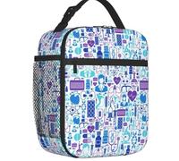 BRTOLIIAO Sac à lunch isolant d’infirmière en dessin animé mignon pour femmes infirmières médicale réutilisable Refroidisseur thermique Boîte à déjeuner Travail École