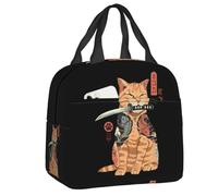 BRTOLIIAO Sac à lunch pour chat samouraï japonais Femmes Glacière récupérable Boîte à lunch thermique isolée pour enfants Nourriture scolaire Pique- Stora ge Sacs