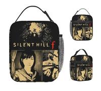 BRTOLIIAO Silent Hill F Retro Jeux d’horreur des années 90 Sac à lunch Boîte à lunch isolée portable Bureau des hommes Sac glacière personnalisé Sacs alimentaires drôles